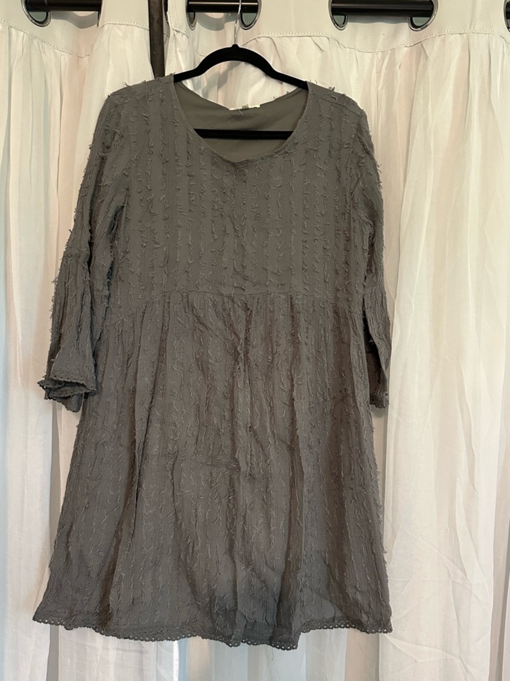 Indigo Soul Charcoal fuzzy Stitch Bo-Ho Stitch Mini Dress